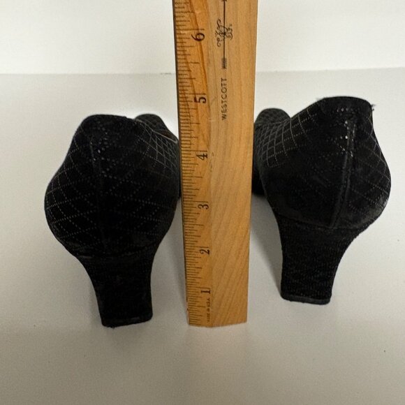 Rangoni Firenze Black Suede Leather Heels Size 7.5B Italy Elegant Womens Shoes - Picture 4 of 10